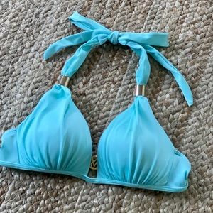 Victoria’s Secret padded halter bikini top s aqua